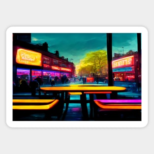 London City Street View At Night In Neonlight / London, England Sticker